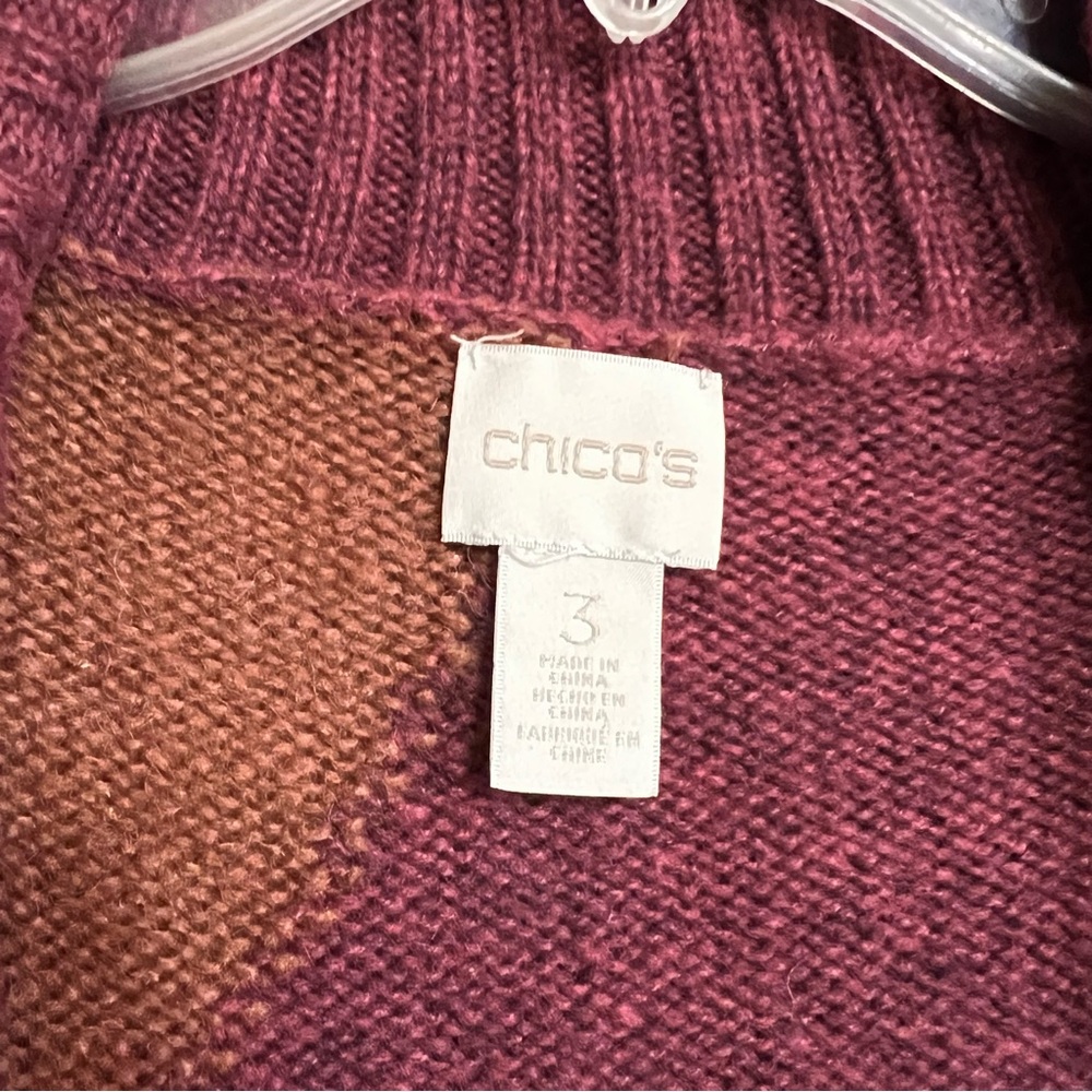 Chico's Patchwork Duster Cardigan Sweater XL Multicolor Abstract Colorblock Cozy - Picture 6 of 12